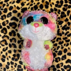 Ty Beanie Boos Plush 6" Rainbow Hamster Glitter Eyes Stuffed Animal